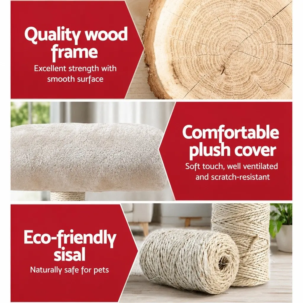 Cat Tree Scratching Post Tower Condo 141cm Beige