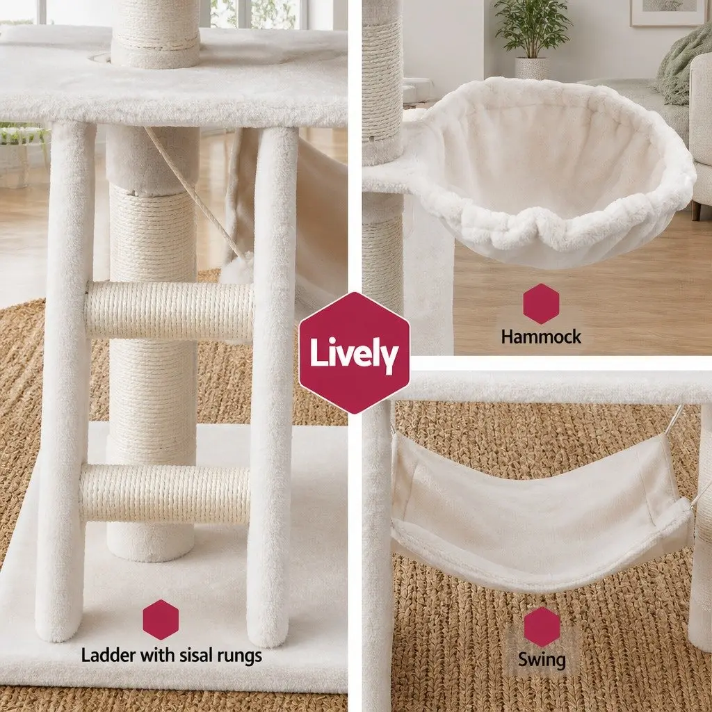 Cat Tree Scratching Post Tower Condo 141cm Beige