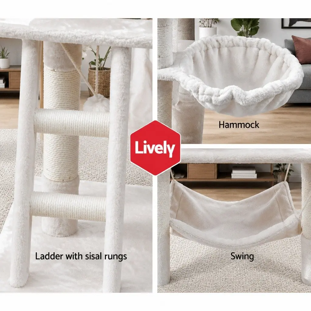 Cat Tree Scratching Post Tower Condo 141cm Beige