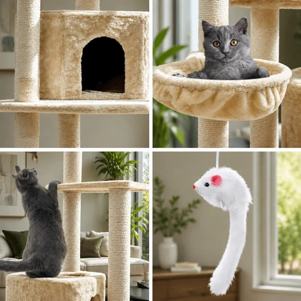 Cat Tree Multi-level Scratching Post 203cm Beige