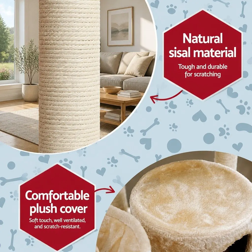 Cat Tree Multi-level Scratching Post 203cm Beige
