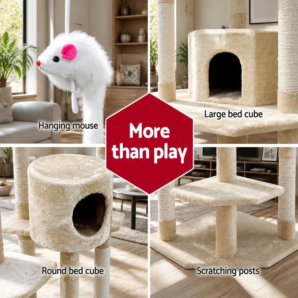 Cat Tree Multi-level Scratching Post 203cm Beige