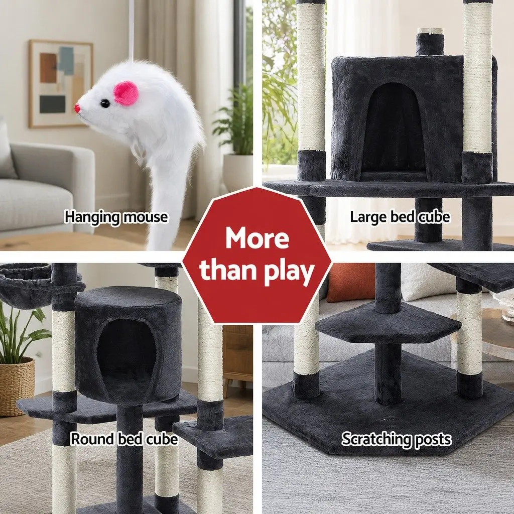 Cat Tree Multi-Level Climbing Tower Scratching Post Condo House Bed 203cm Grey
