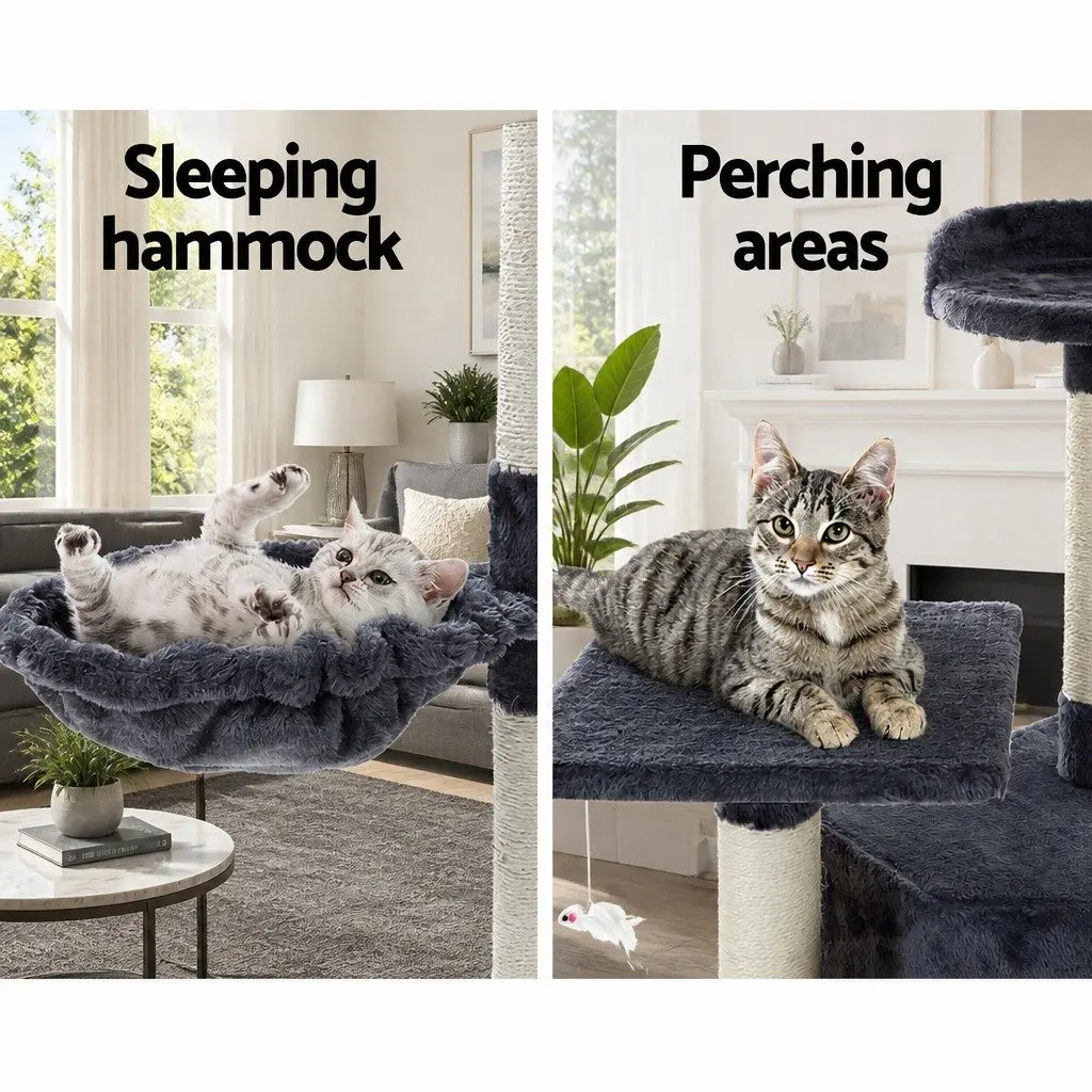 Cat Tree Multi-Level Climbing Tower Scratching Post Condo House Bed 203cm Grey