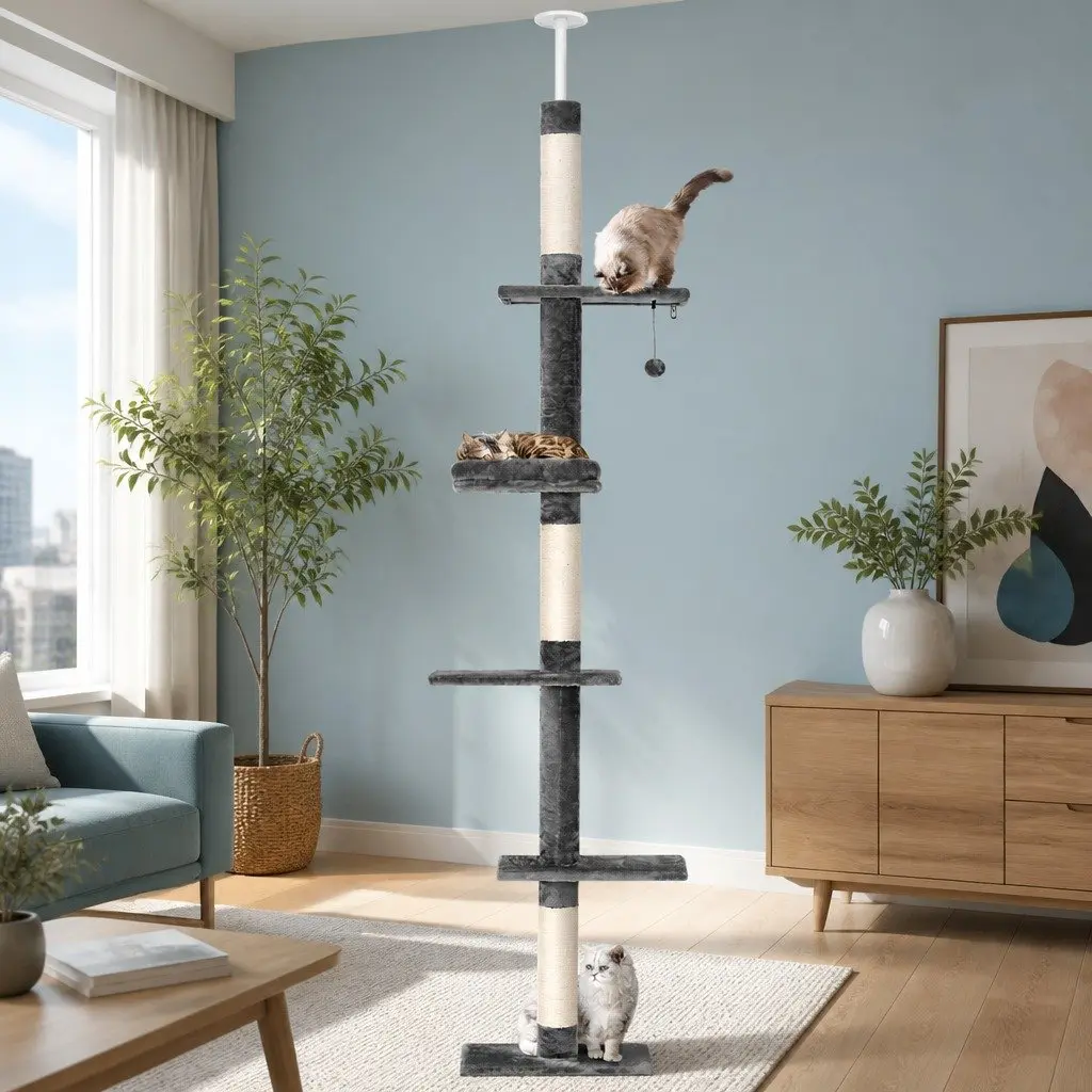290cm Cat Tree with Plush Cover and Stability