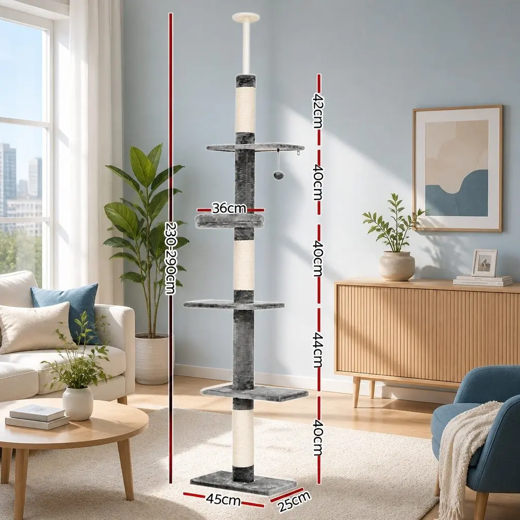 290cm Cat Tree with Plush Cover and Stability