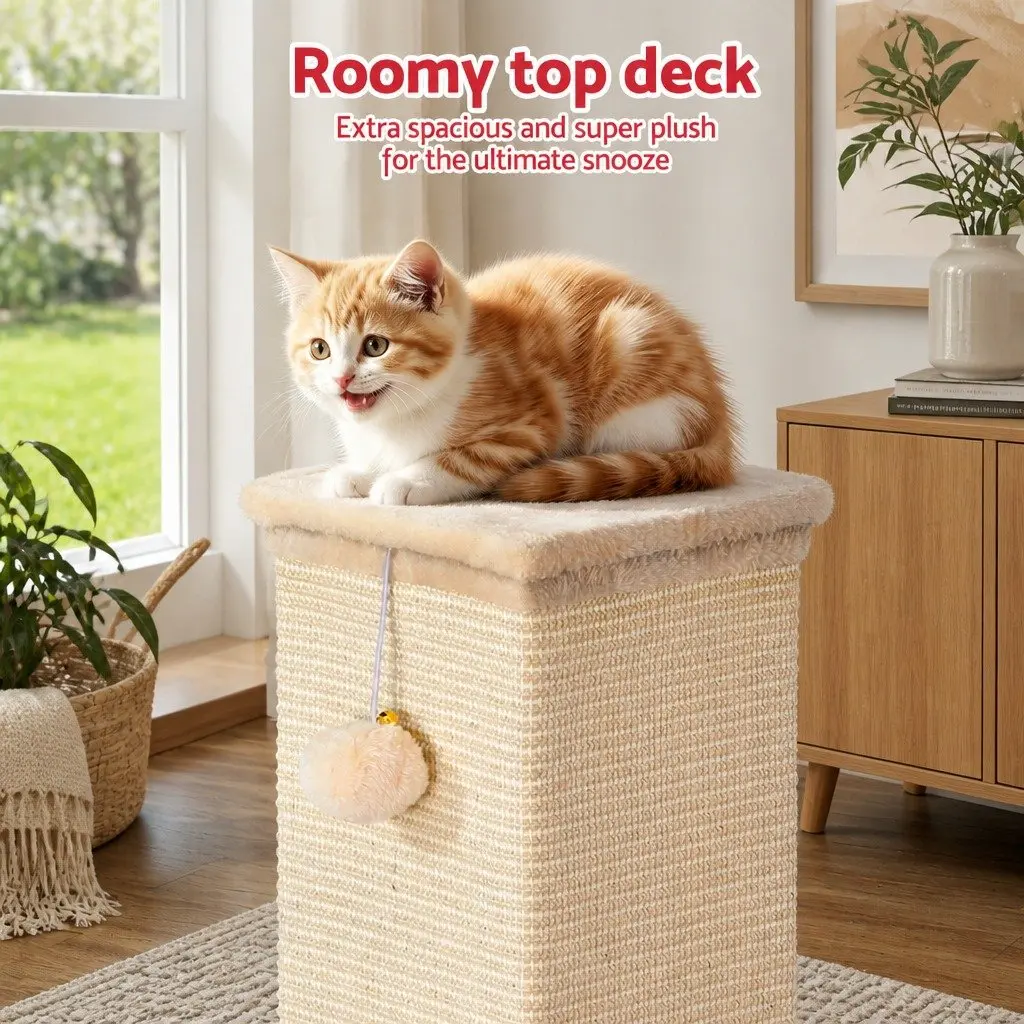 Cat Scratching Post 89cm Tall Climbing Perch Beige