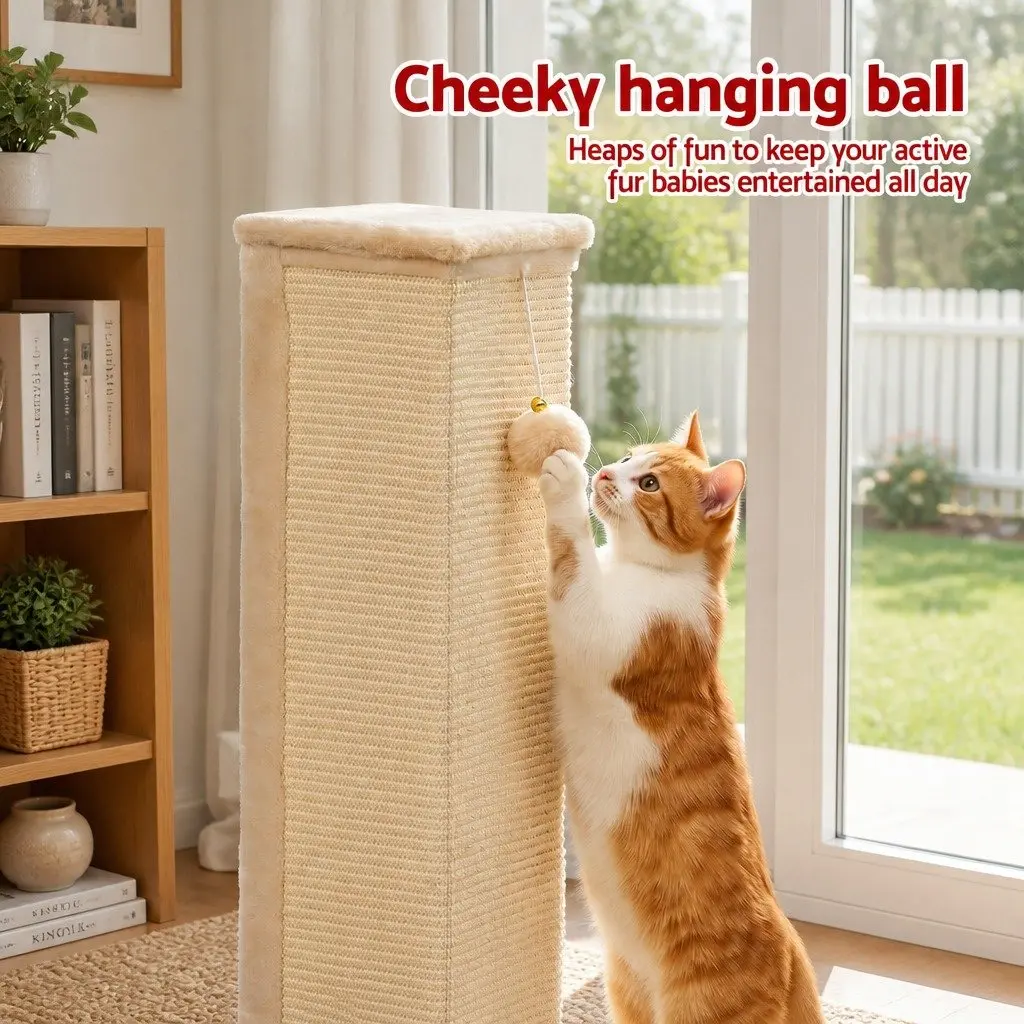 Cat Scratching Post 89cm Tall Climbing Perch Beige