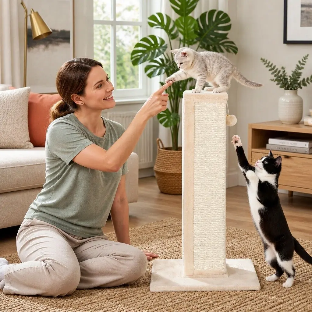 Cat Scratching Post 89cm Tall Climbing Perch Beige