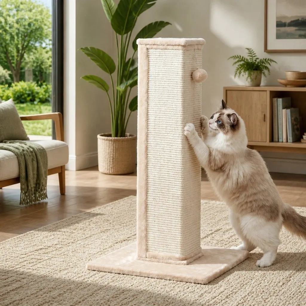Cat Scratching Post 89cm Tall Climbing Perch Beige