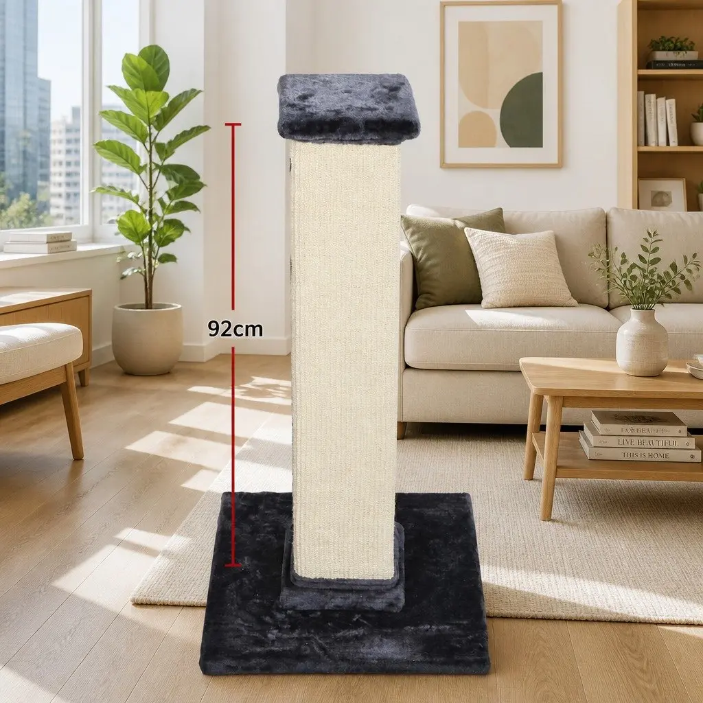 Cat Scratching Post 89cm Tall Sisal Perch Climbing Bed House Grey