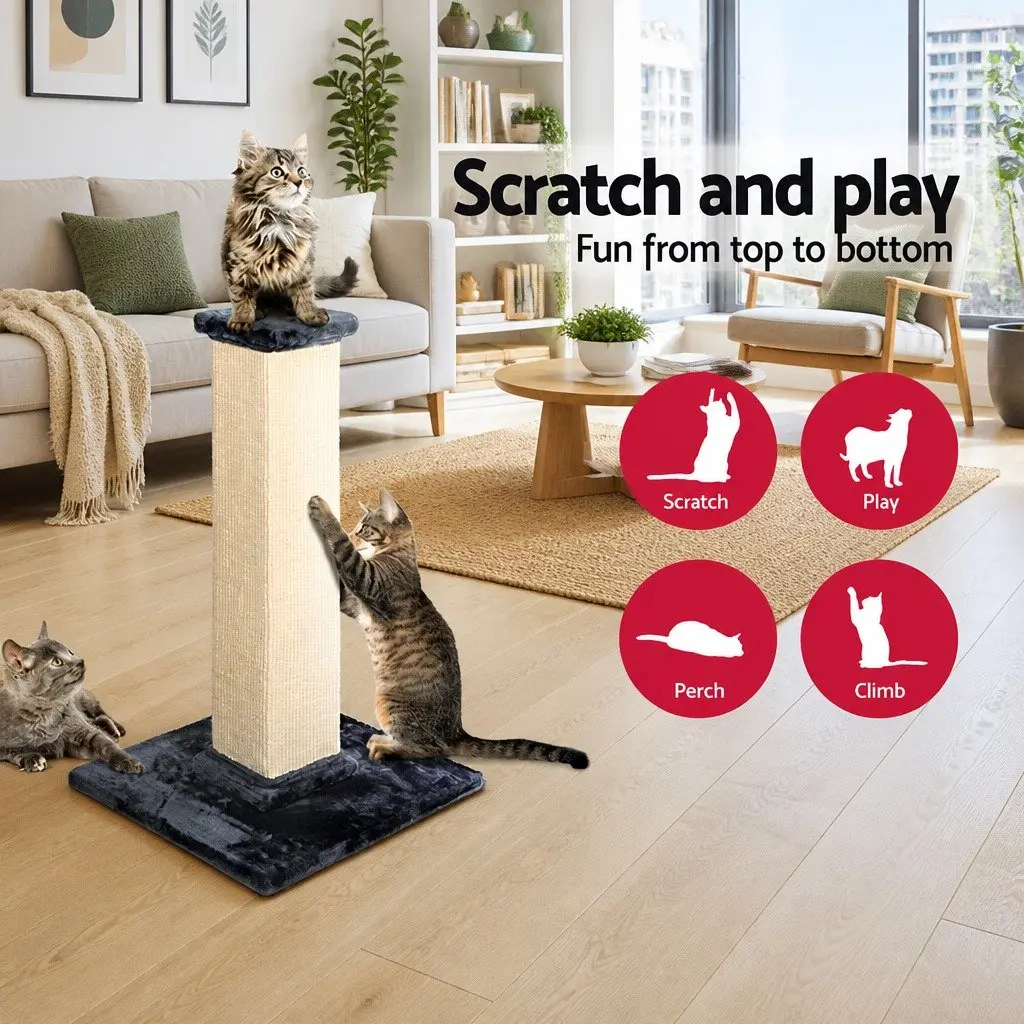 Cat Scratching Post 89cm Tall Sisal Perch Climbing Bed House Grey