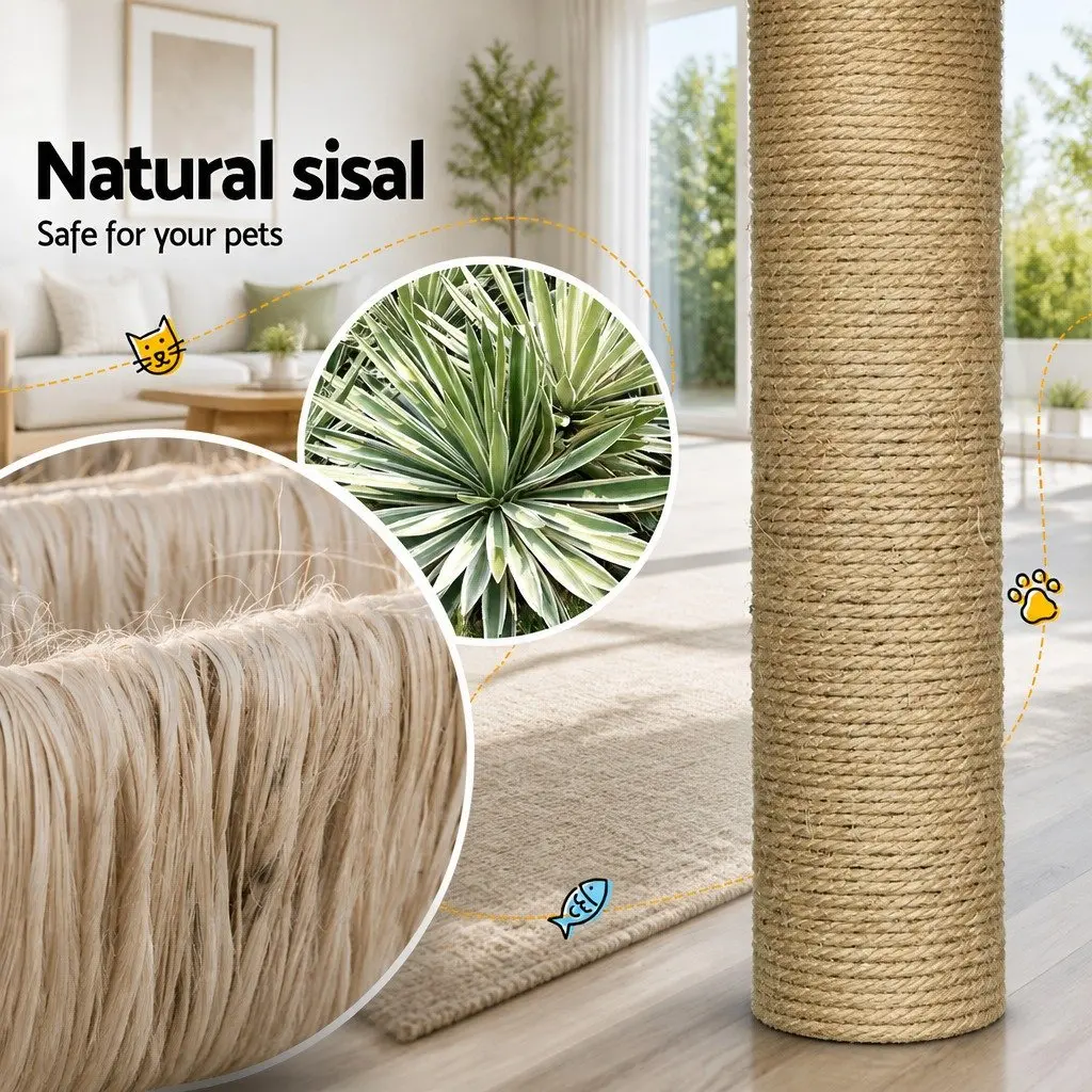 Cat Tree Scratching Post 138cm Multi-Level Climbing House Beige Brown