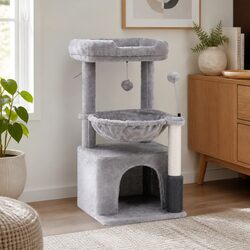 Cat Tree Tower 82cm Scratching Post Multi-Level Platform Perches House Light