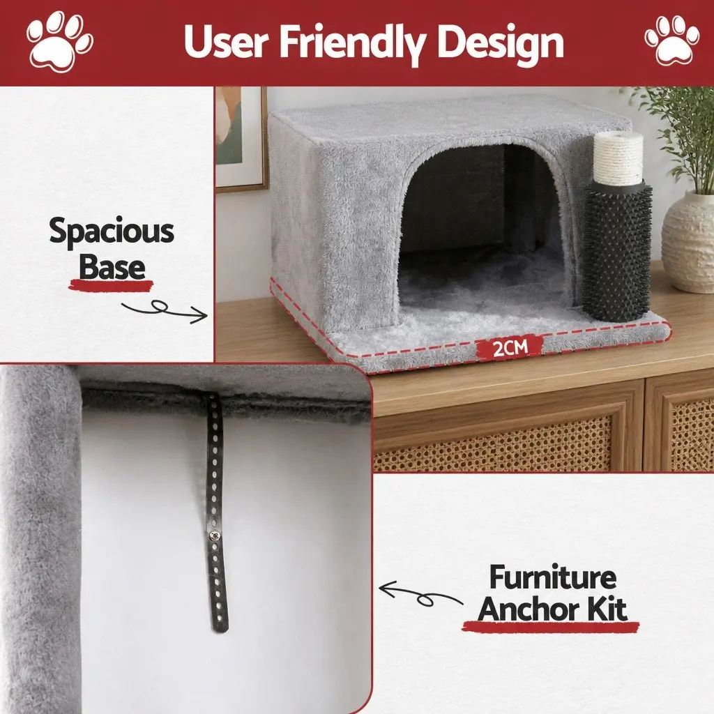 Cat Tree Tower Scratching Post Multi-Level Platform 82cm Light Grey