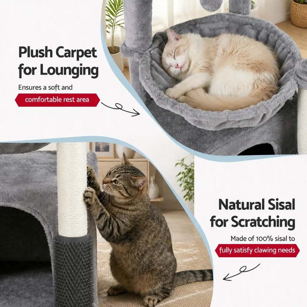 Cat Tree Tower Scratching Post Multi-Level Platform 82cm Light Grey