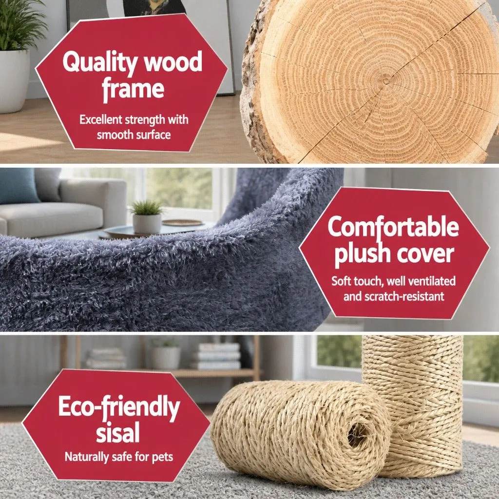 Cat Tree Scratching Post Multi-Level Climbing Perch 126cm Grey