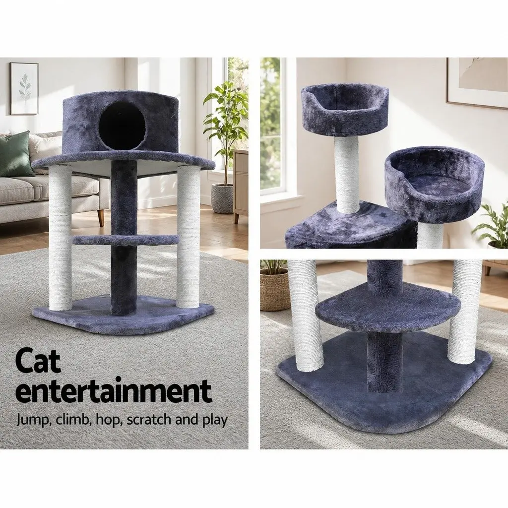 Cat Tree Scratching Post Multi-Level Climbing Perch 126cm Grey