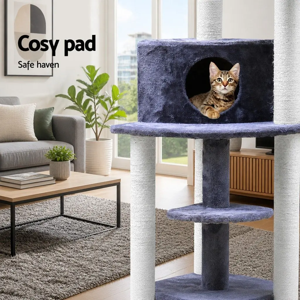Cat Tree Scratching Post Multi-Level Climbing Perch 126cm Grey