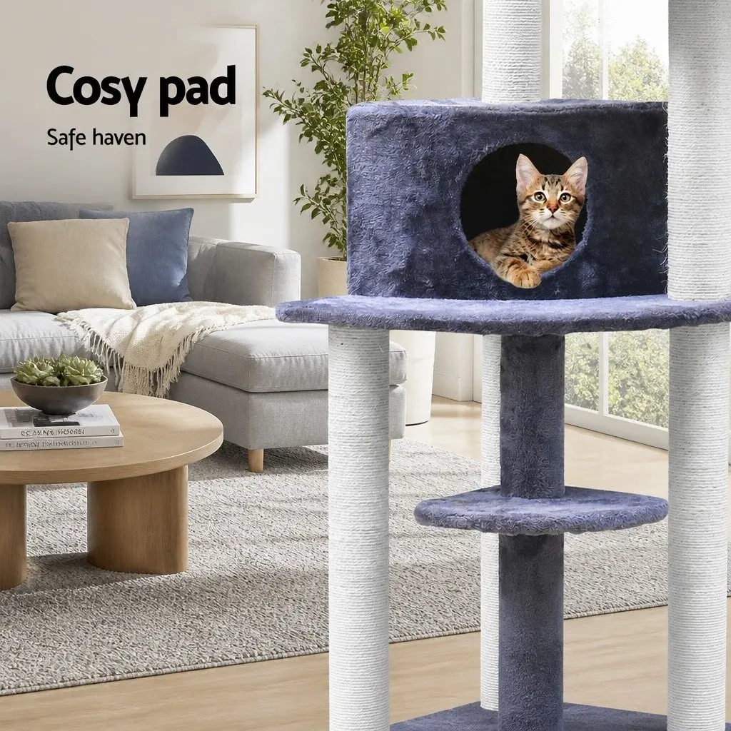 Cat Tree Scratching Post Multi-Level Climbing Perch 126cm Grey