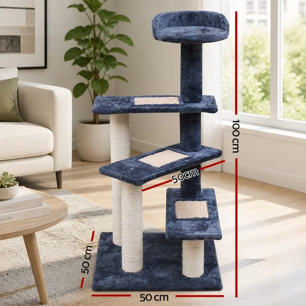 Cat Scratching Post Multi-Level Tower 100cm Dark Grey