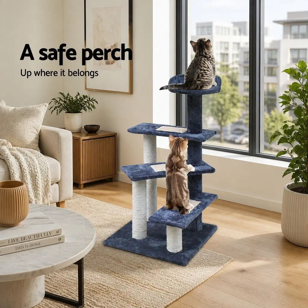 Cat Scratching Post Multi-Level Tower 100cm Dark Grey