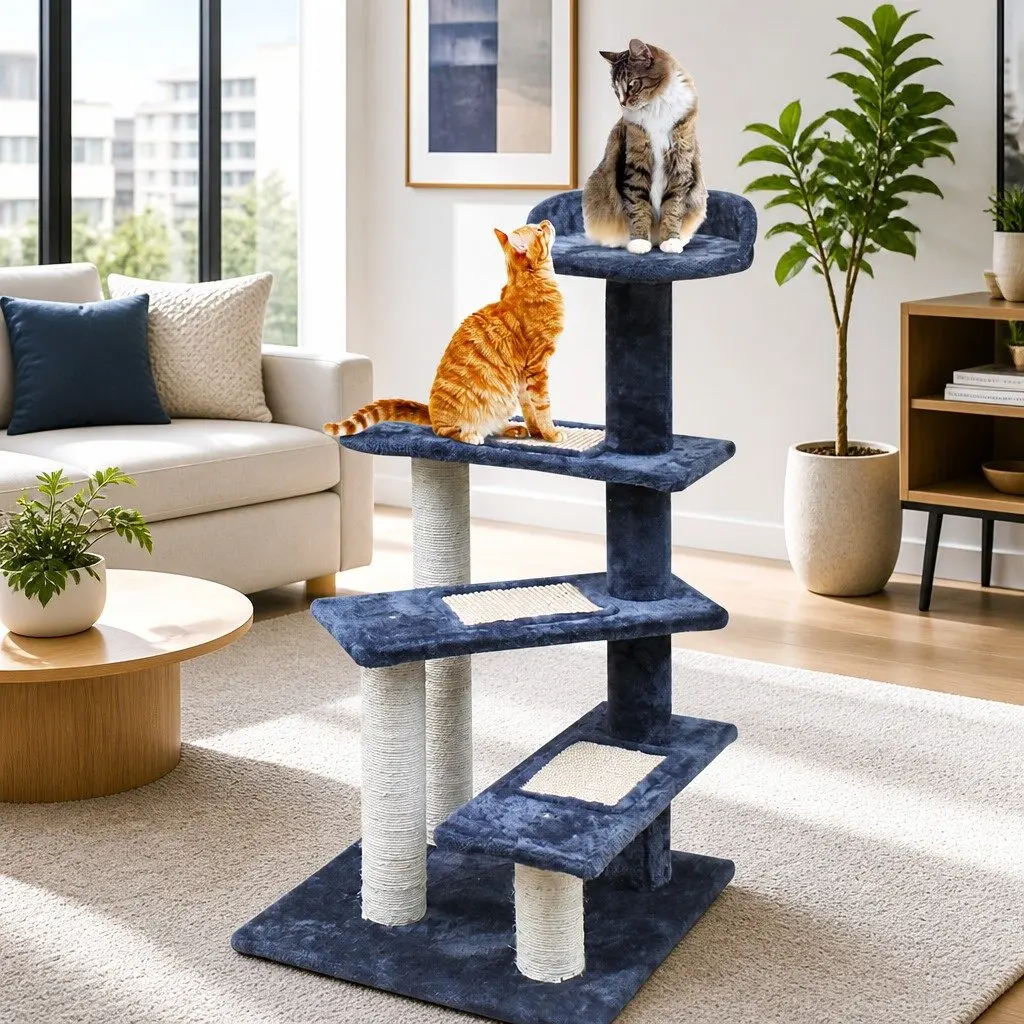 Cat Scratching Post Multi-Level Tower 100cm Dark Grey