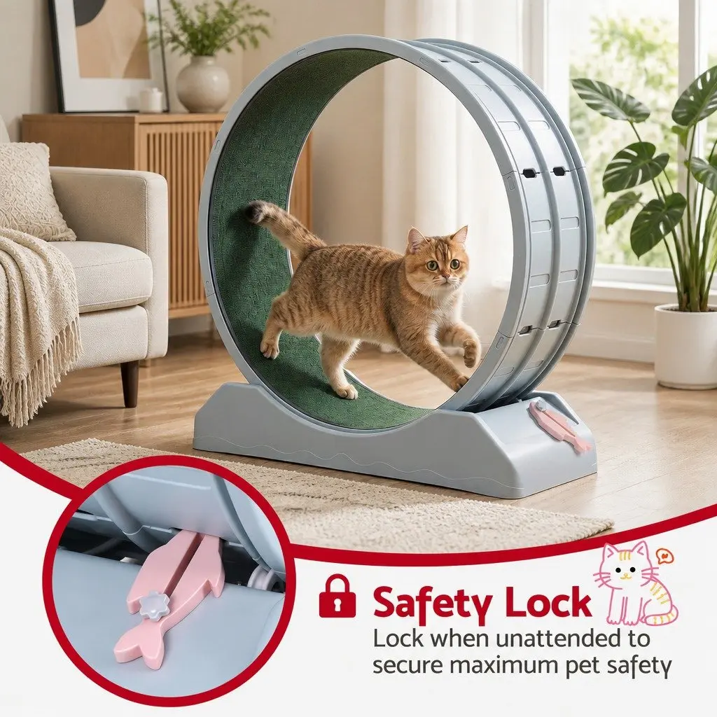 Cat Exercise Wheel Indoor 78cm Mute Roller Safety Lock Detachable Blue Green