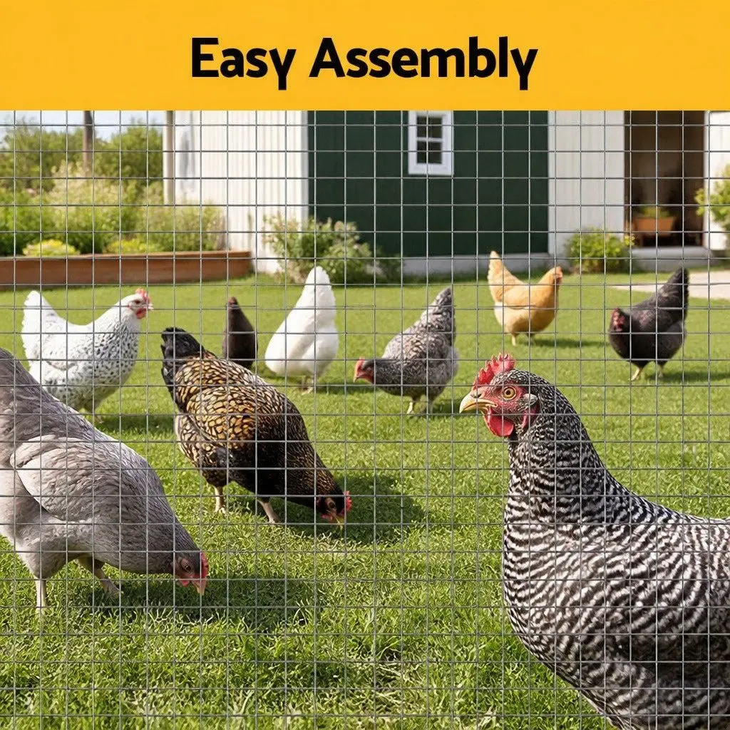 Welded Wire Mesh Poultry Netting Fence 25m x 1.2m Silver for Garden Coops and Farm Use
