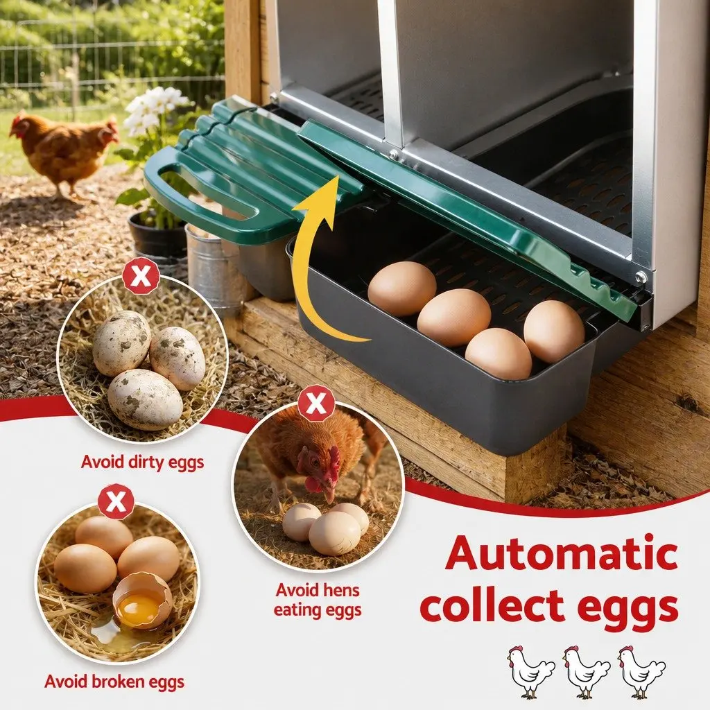 Chicken Nesting Box Roll Away 3 Holes Wall Mounted Green Galvanized