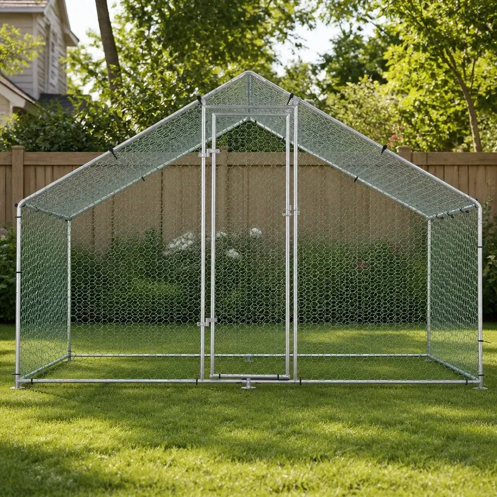 Large Outdoor Pet Enclosure Walk-in Run 3m x 2m x 2m Silver
