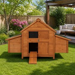 Large Chicken Coop Rabbit Hutch 150cm Wooden Pet House Run Cage with Ramp