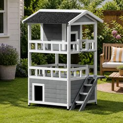 Reliable Wooden Cat House and Rabbit Hutch for Small Pets