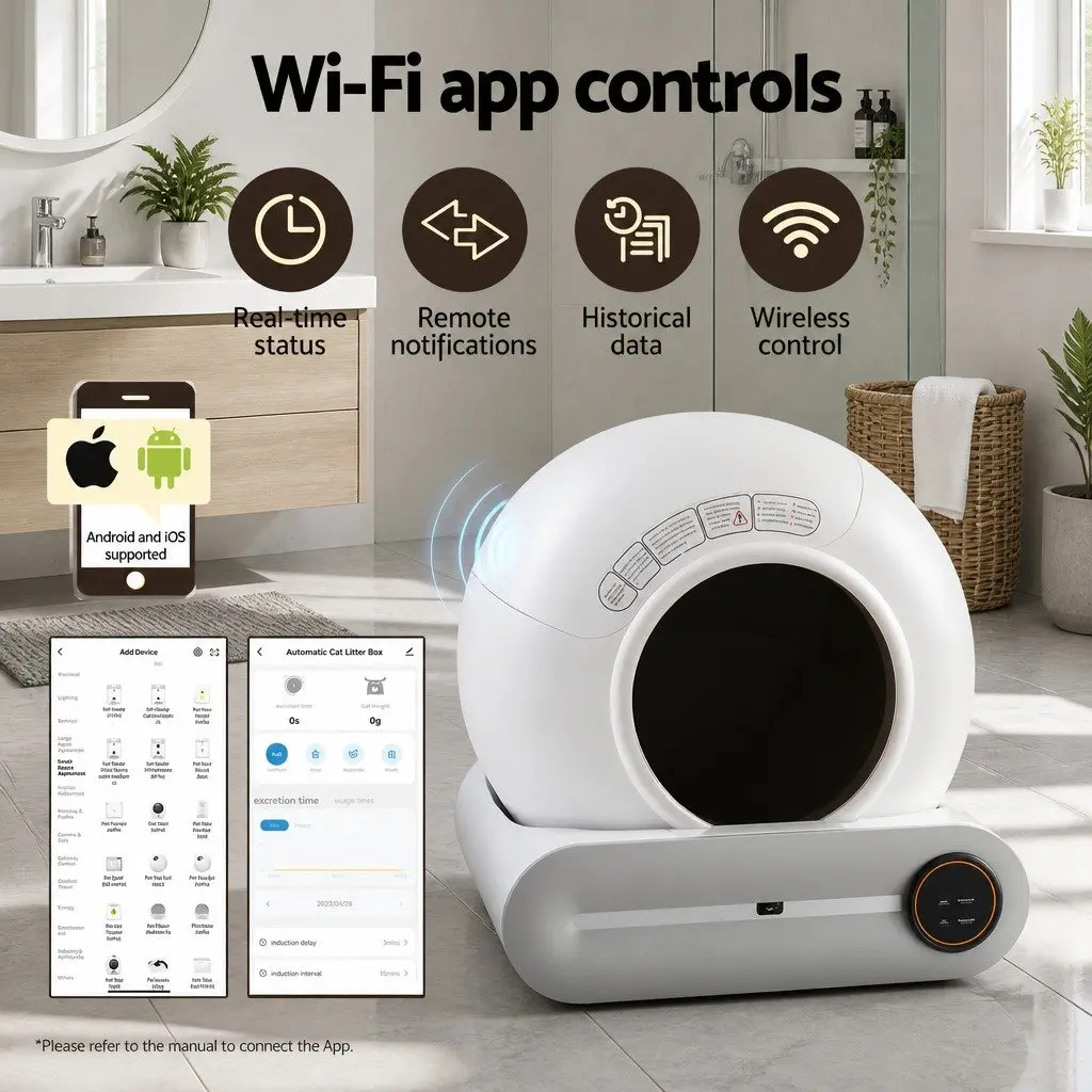 Automatic Cat Litter Box Smart App Control Large 9L Waste Capacity White