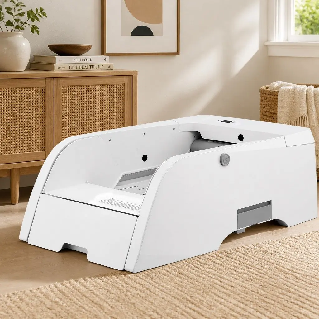 Automatic Cat Litter Box Smart Self-Cleaning Pet Toilet App Control White 5L