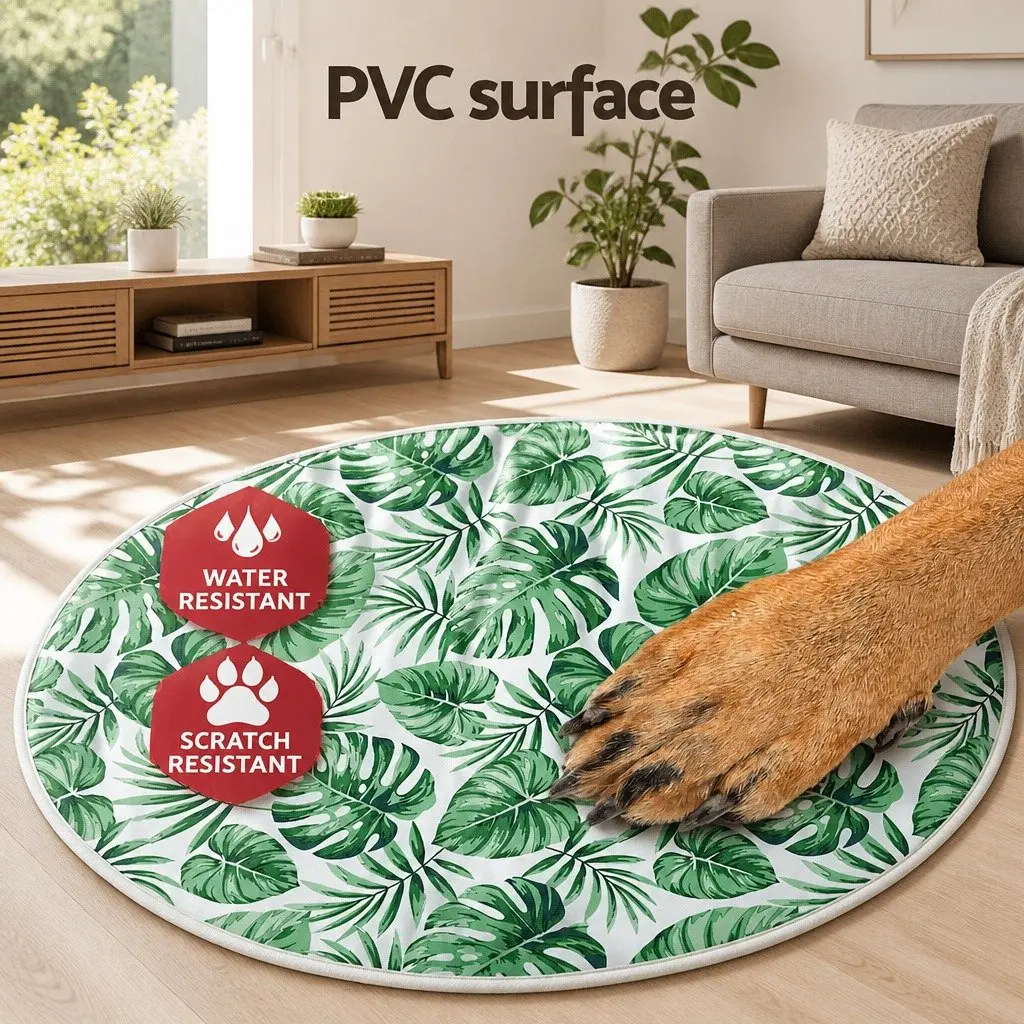 Pet Cooling Mat Self-Cool Round Bed Cushion 50cm Green