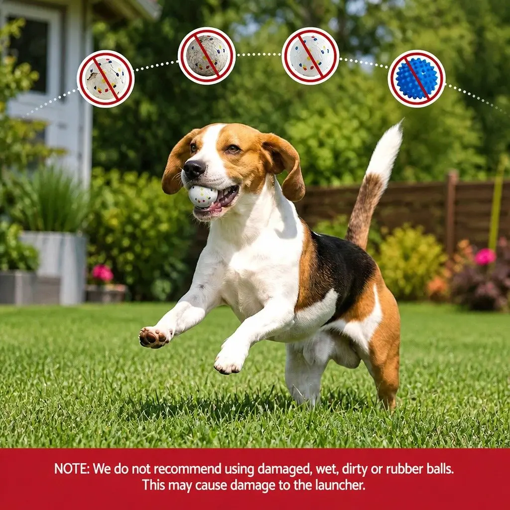 Dog Ball Launcher Thrower Automatic Interactive Toy 6 ETPU Balls 14m 18m 22m