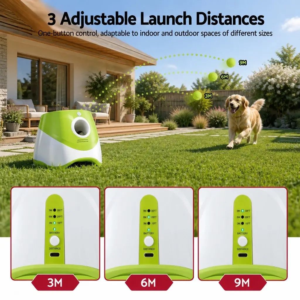 Dog Ball Launcher Thrower Automatic Interactive Toy 3 Distance Settings 6