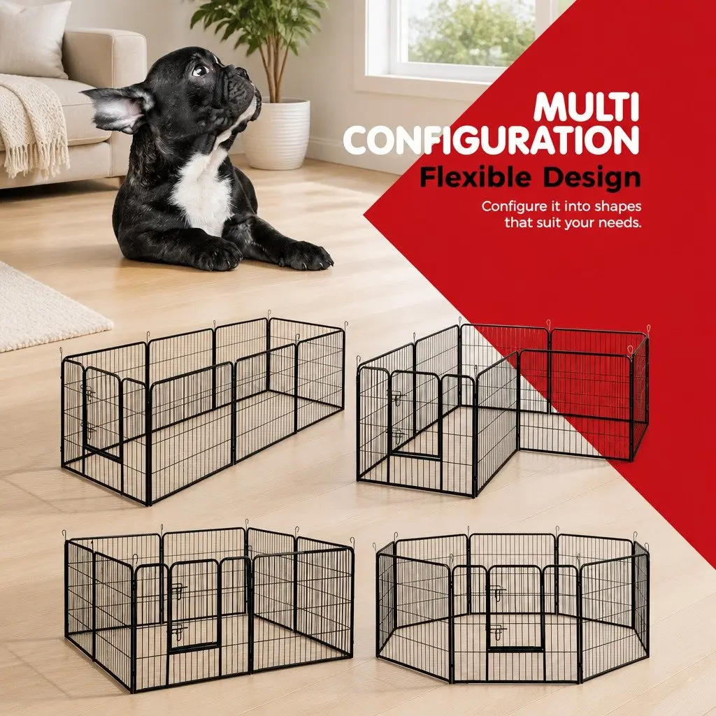 Dog Playpen Exercise Enclosure 8 Panel Foldable Black 32