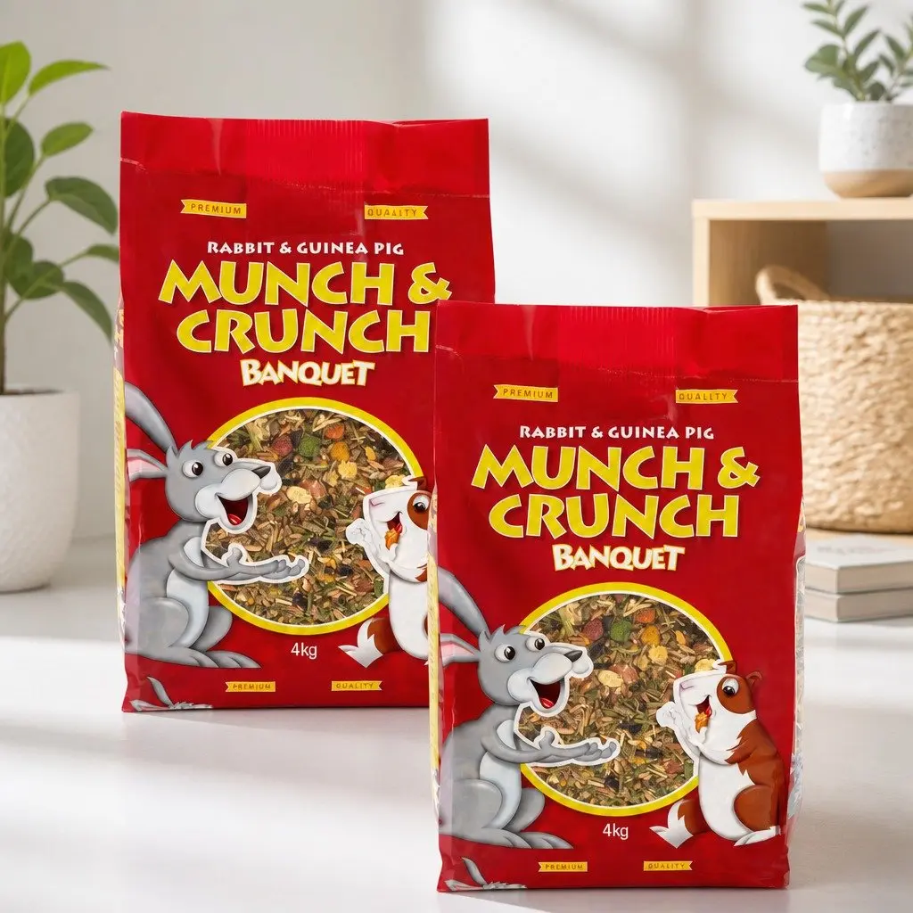 Rabbit Guinea Pig Grain Seed Mix Munch Crunch Adult Pet Food 4kg x2 Pack