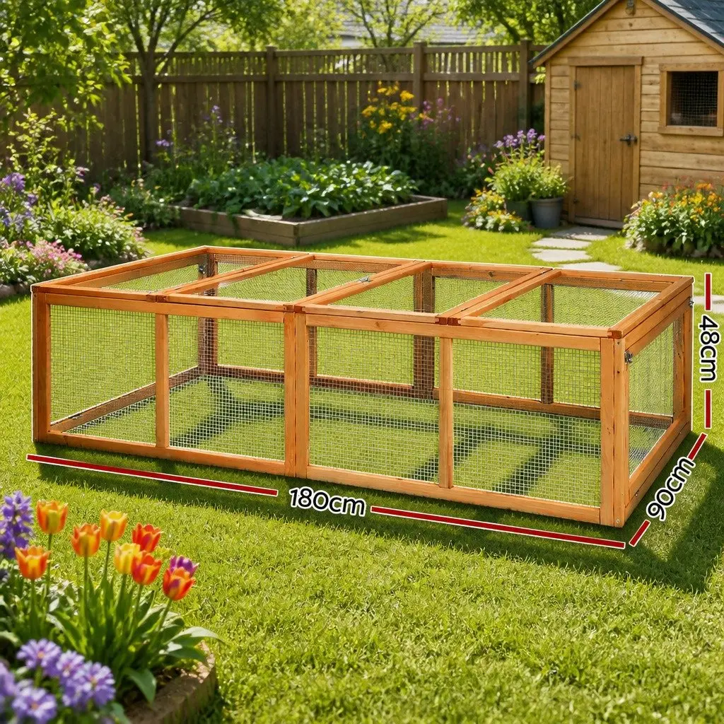 Wooden Chicken Coop Rabbit Hutch Outdoor Use 180cm Extra Large Nature Wood