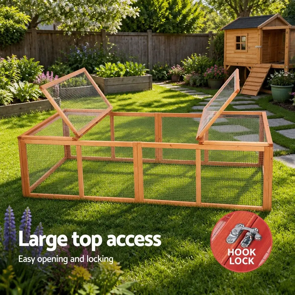 Wooden Chicken Coop Rabbit Hutch Outdoor Use 180cm Extra Large Nature Wood