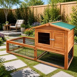 Reliable Outdoor Wooden Hutch for Rabbits and Ferrets
