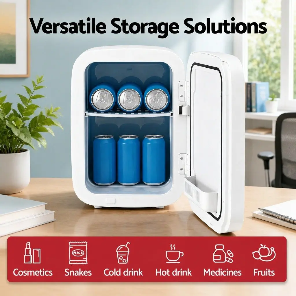 Mini Fridge Portable Electric Cooler Warmer 12V 220V Compact White