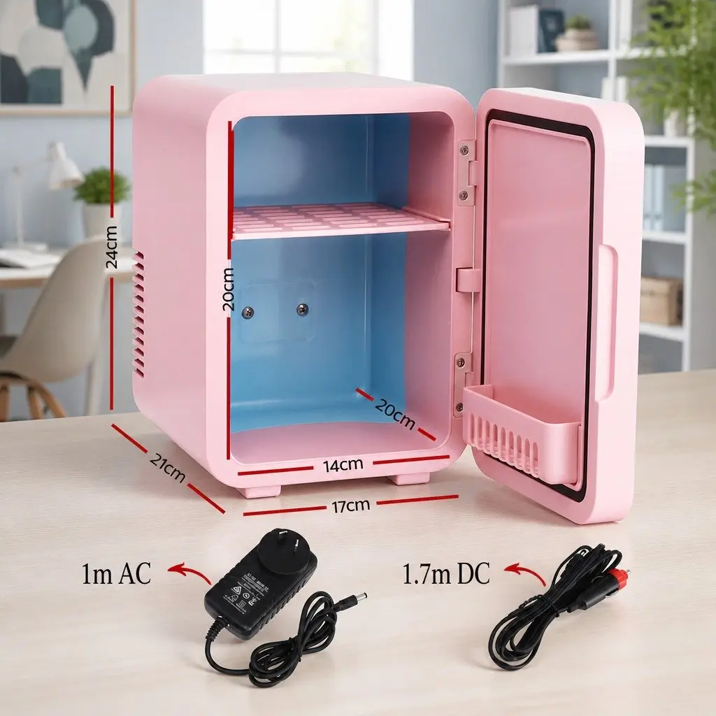 Mini Fridge Skincare Cooler Warmer 4L Portable Pink