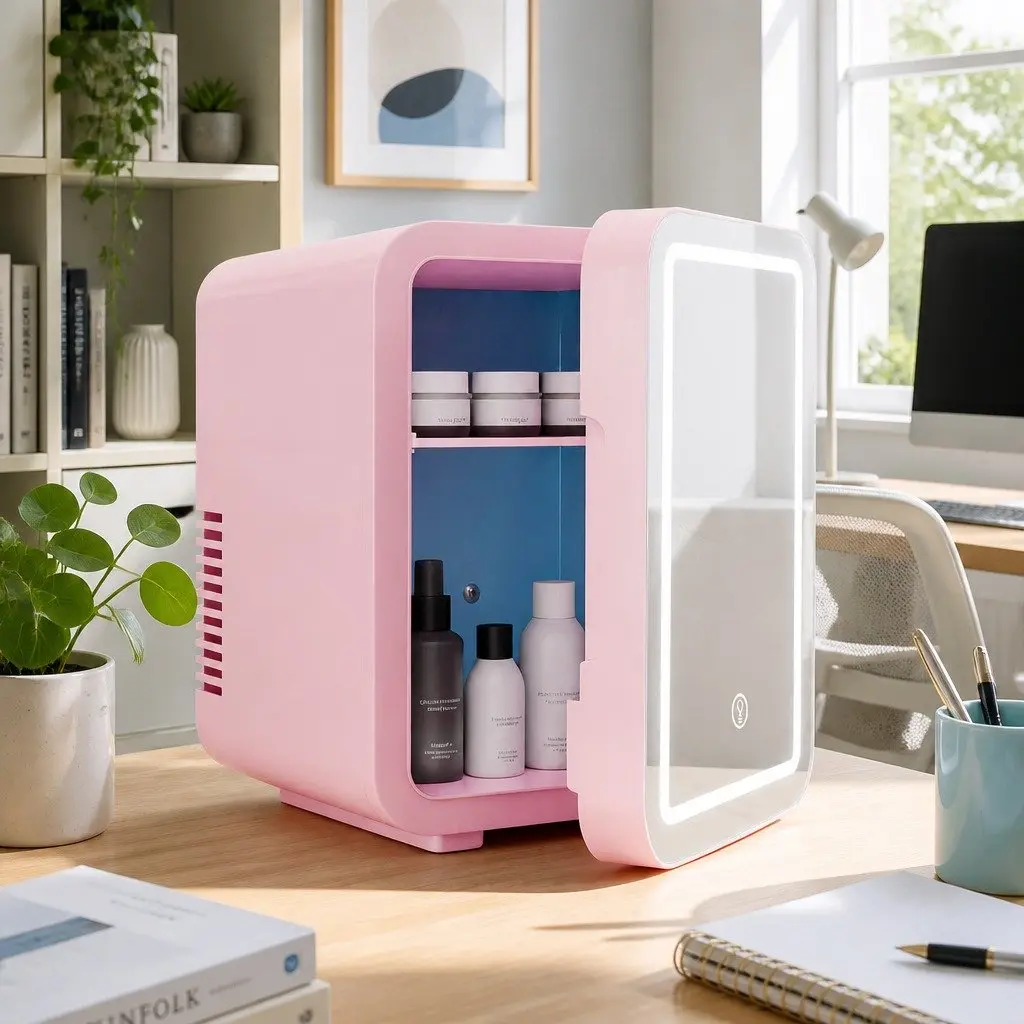 Mini Fridge Skincare Cooler Warmer 4L Portable Pink