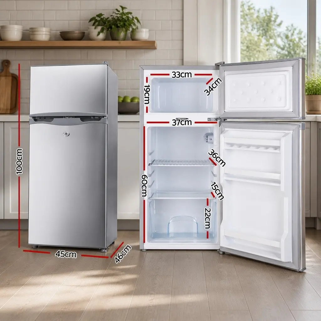 100L Portable Fridge Freezer Camping Caravan Silver