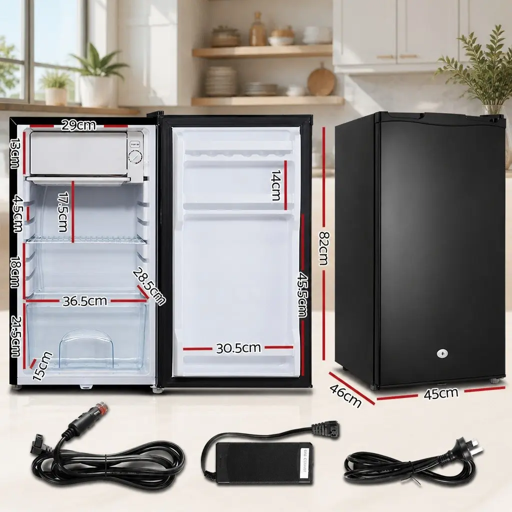 Upright Cooler Portable Fridge Freezer 95L 12V 24V 240V Black for Camping and Caravans