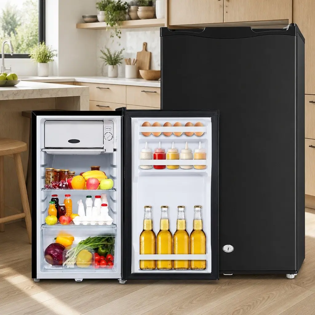 Upright Cooler Portable Fridge Freezer 95L 12V 24V 240V Black for Camping and Caravans