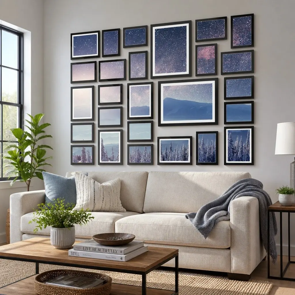 Photo Frame Set 26 Piece Multiple Sizes 3.5x5 4x6 5x7 8x10 Black Wall Art Display